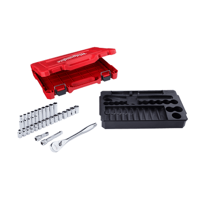 Milwaukee 1/2 Dr 28pce Metric Socket Set St& Deep Sockets W/ratchet 589277 48229510