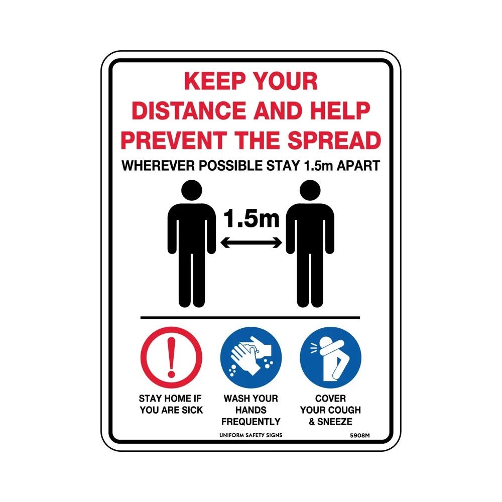 Sign 300x225mm Poly Keep Your Distance And Help Prevent The Spread_457547_5908MP