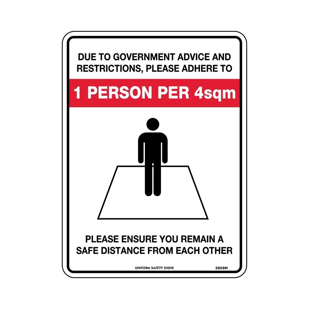 Sign 300x225mm Poly 1 Person Per 4sqm_457550_5909MP