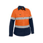 Shirt Womens Industrial L/S Cotton 155gsm Tape Orange/Navy 18 Bisley_40085354_BL6390T_TT0218