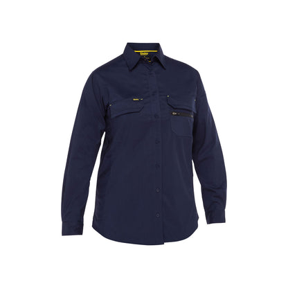 Shirt WMS L/S 140gsm Poly/Cotton Vented 8 Navy BL6490 Bisley_40038929_BL6490_BPCT8