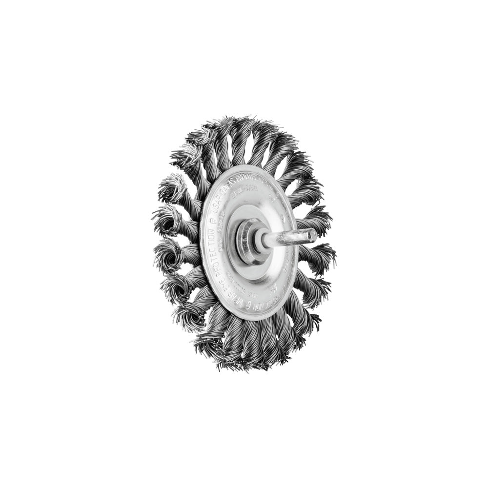 Wheel brush knotted RBG dia. 100x12 mm shank dia. 6 mm steel wire dia. 0.5_40108167_43108002