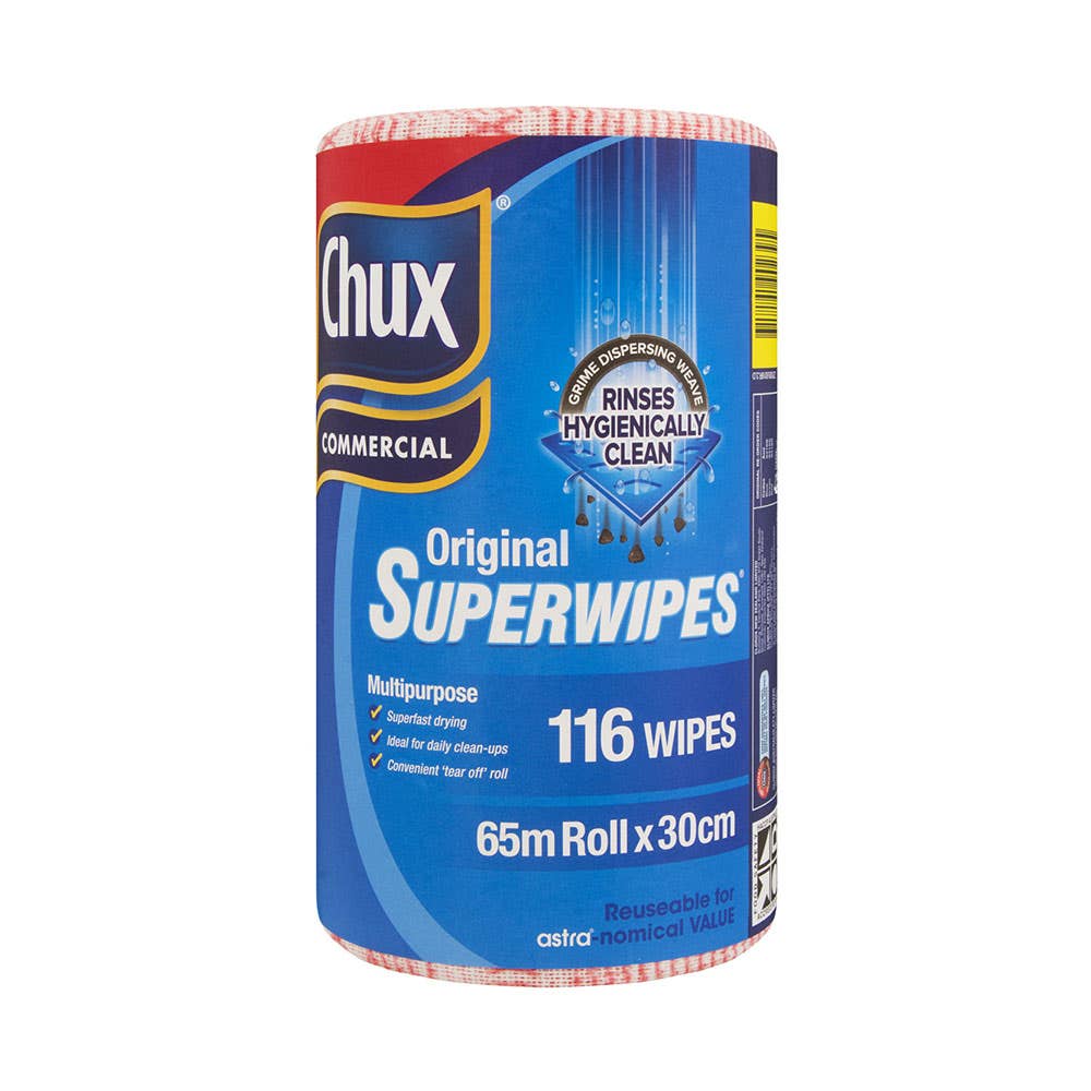 Chux&reg; Superwipes&reg; Cloth Wipes Red 300mm x 65m 60013932 9316R