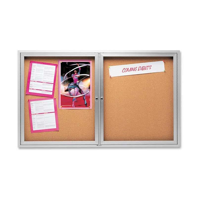 Corkboard 1200 x 900mm Enclosed 2 Door Aluminium Frame_60013988_QT2364