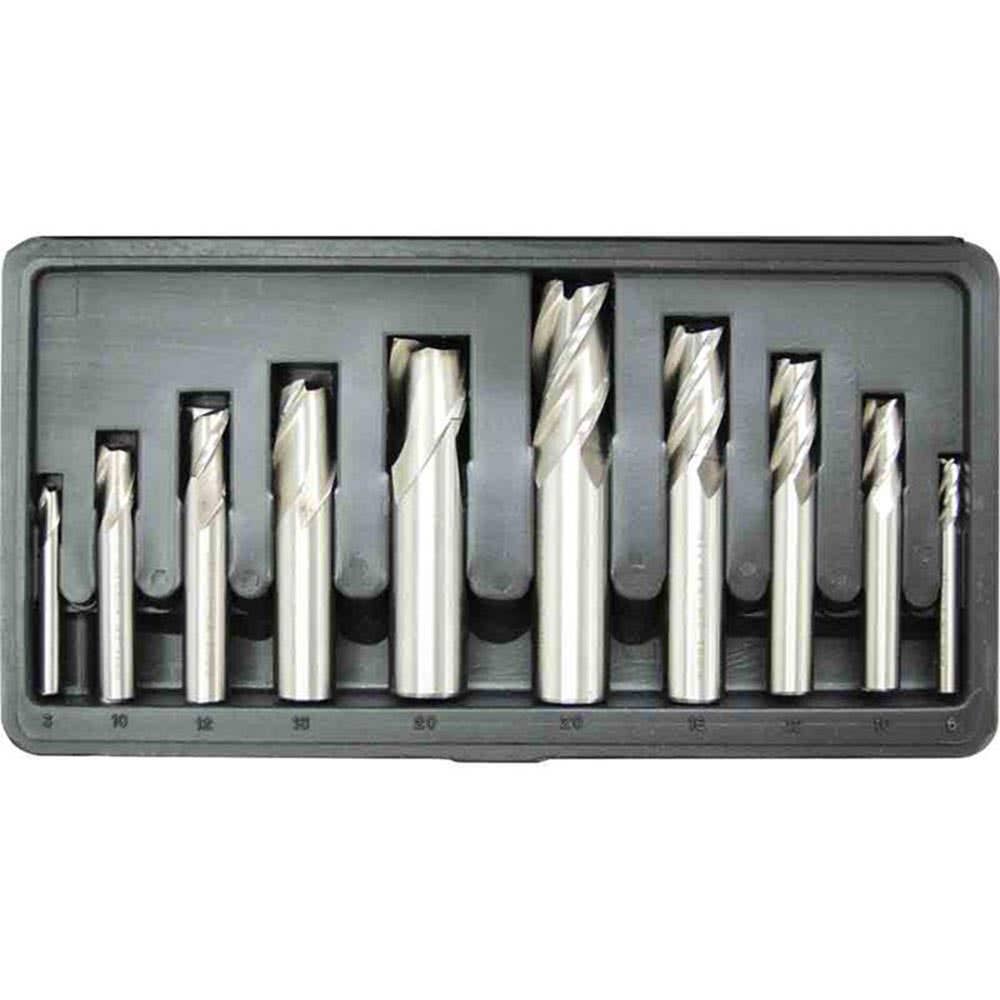 Slot Drill + End Mill Set Plain Shank Imperial 1/4-3/4'' 10 Piece 60014661 M3321