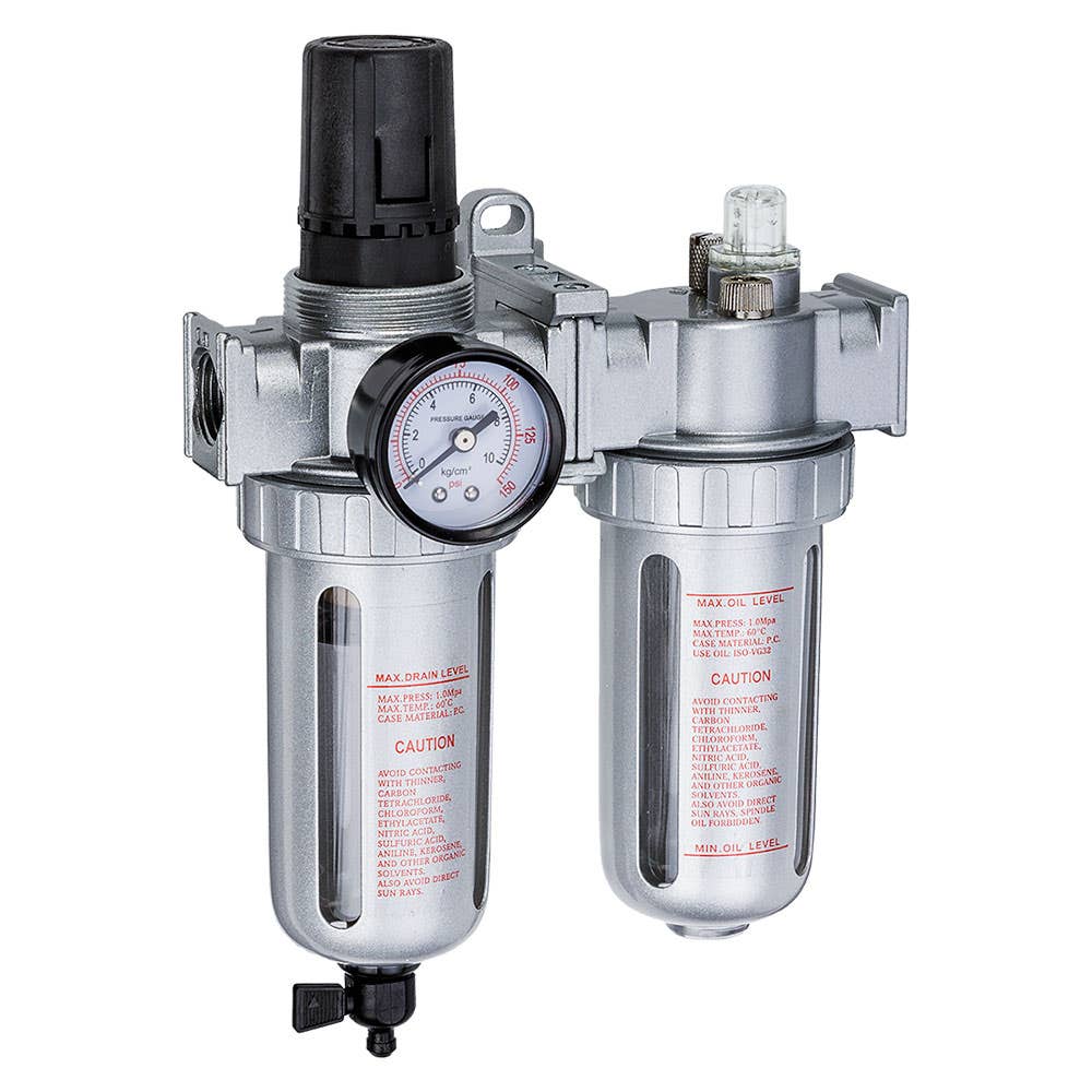 Air Filter Regulator & Lubricator With Dial Gauge 1/2 THBFLR804 Geiger 60015047 THBFLR804