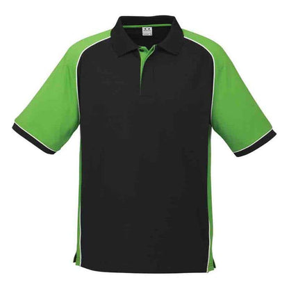 Shirt Polo S/S Poly/Cotton 210gsm Nitro Black/Green/White 2XL Biz 60015679 P10112-BLK/GRN/WHT-2XL
