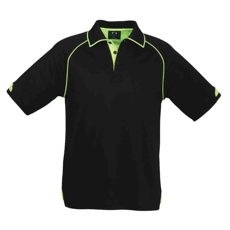 Shirt Polo S/S Poly/Cotton 180gsm Hi Vis Trim Fusion Black/Lime 2XL Biz 60015714 P29012-BLK/LIM-2XL