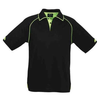 Shirt Polo S/S Poly/Cotton 180gsm Hi Vis Trim Fusion Black/Lime 2XL Biz 60015714 P29012-BLK/LIM-2XL