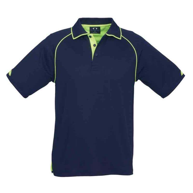 Shirt Polo S/S Poly/Cotton 180gsm Hi Vis Trim Fusion Navy/Lime 2XL Biz 60015728 P29012-NAV/LIM-2XL