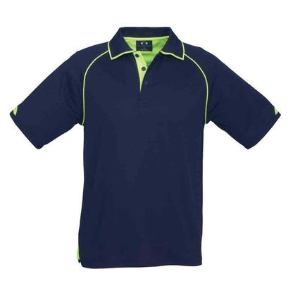 Shirt Polo S/S Poly/Cotton 180gsm Hi Vis Trim Fusion Navy/Lime 2XL Biz 60015728 P29012-NAV/LIM-2XL