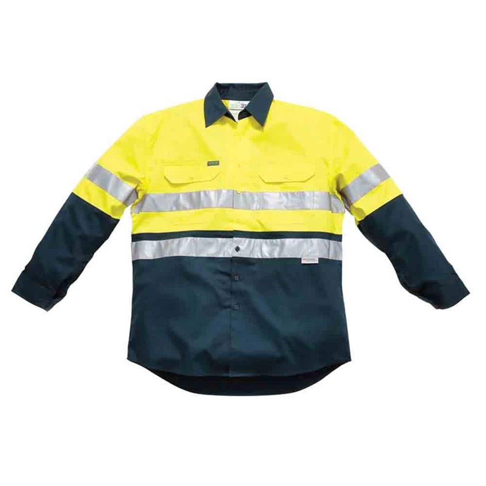 Shirt Womens L/S Cotton FR 190gsm 3M Tape Hi Vis Orange/Navy 10 2802 Workit 31260028 2802ON10