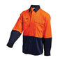 Shirt Long Sleeve Cotton Drill 190gsm Hi Vis Orange/Navy 2XL 2003 60015987 2003ON2XL