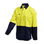 Shirt Long Sleeve Cotton Drill 190gsm Hi Vis Yellow/Navy 2XL 2003 60015997 2003YN2XL