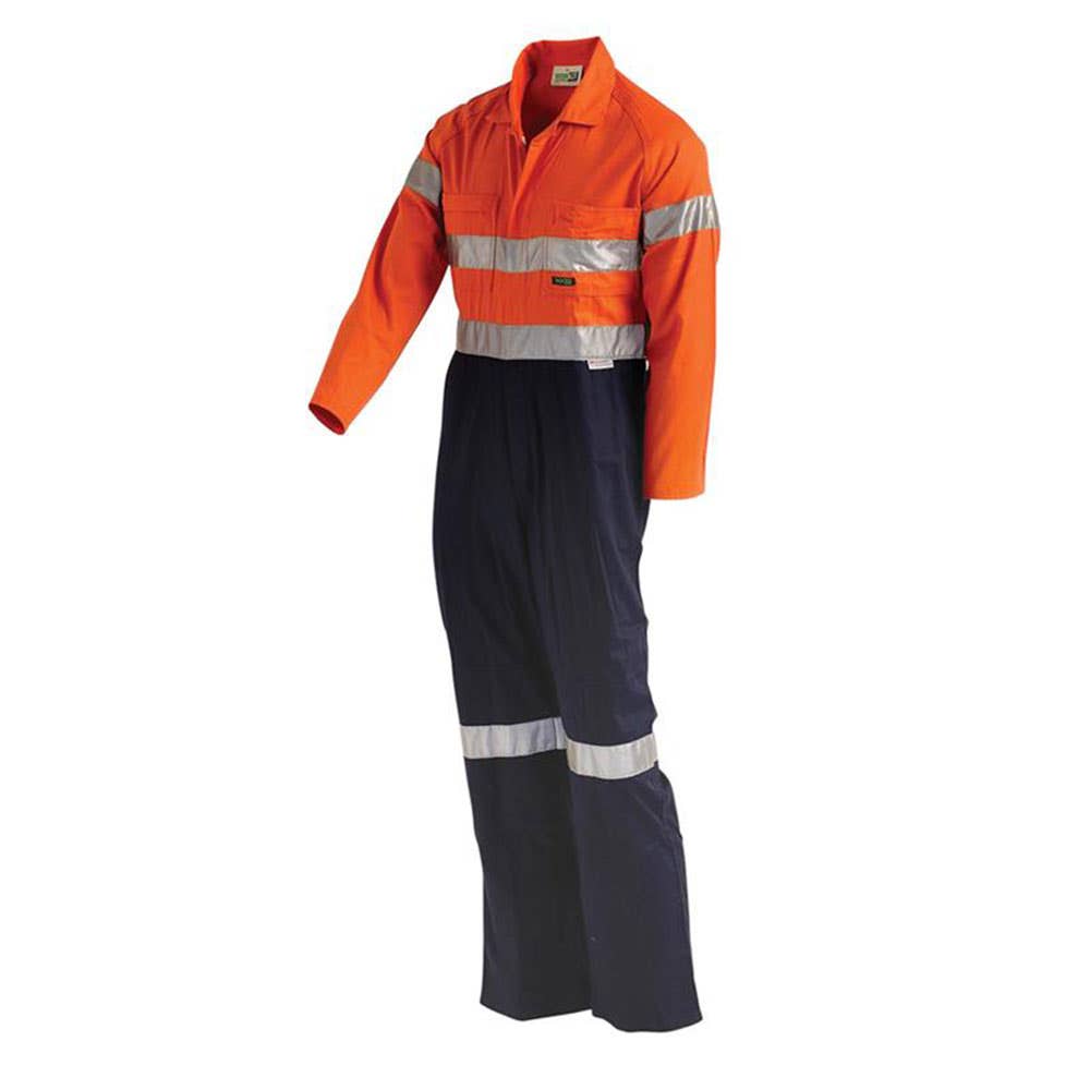 Coveralls Cotton Drill 190gsm 3M Tape Hi Vis Orange/Navy 102R 4002 60016188 4002ON102R