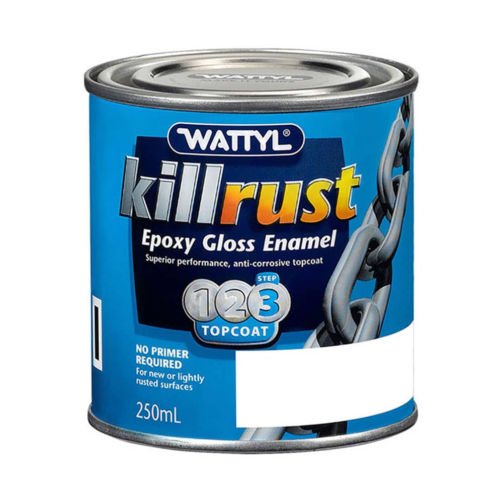 Paint Killrust Enamel Gloss Black 250ml Wattyl 60016680 115202.250