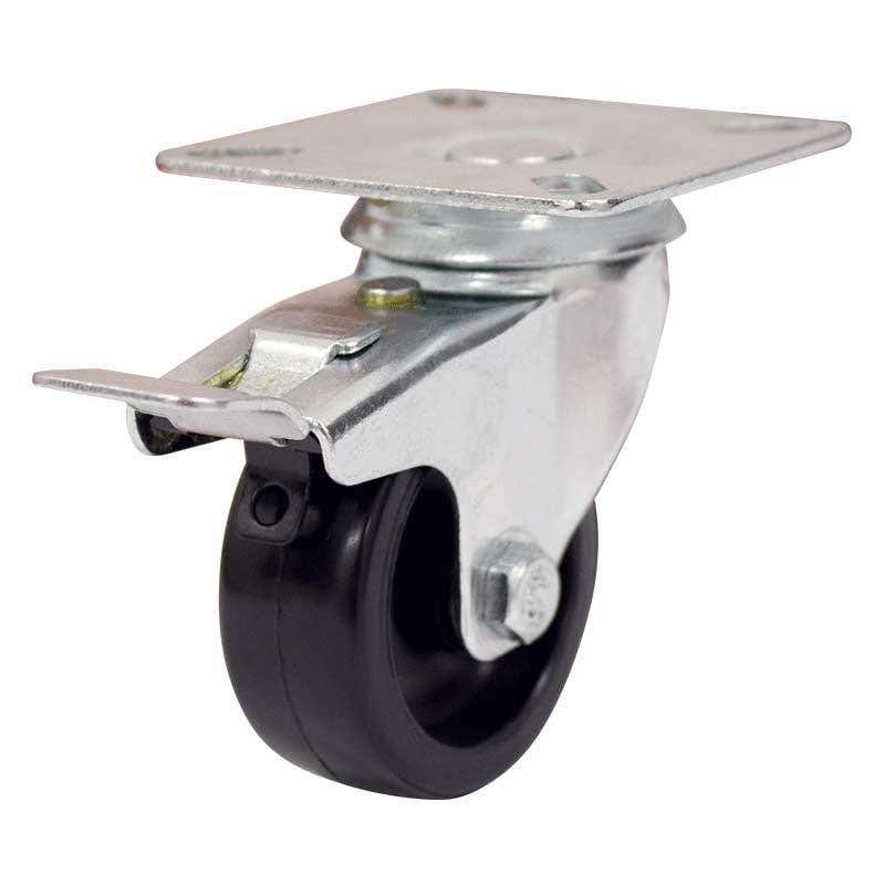 Castor Swivel 50 x 20mm Nylon Black + Brake L Core 30kg 60018739 S2708B
