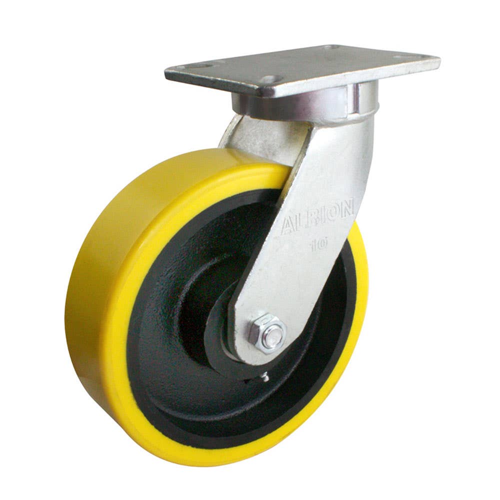 Heavy Duty PU/Cast Iron Swivel Castor 200 x 75mm Yellow 2,000kg 60018821 X12A91K200A