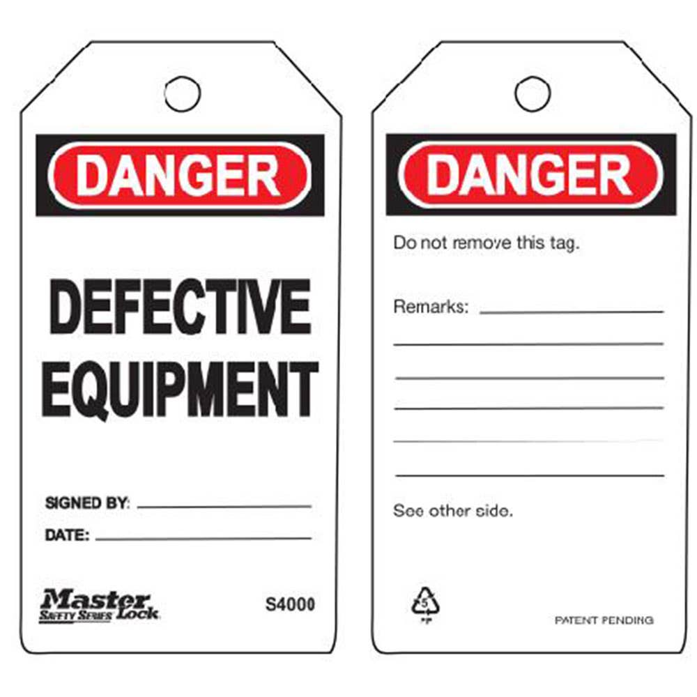 Defective Equipment Tag 76 x 146mm 6 Pk 60019259 S4000