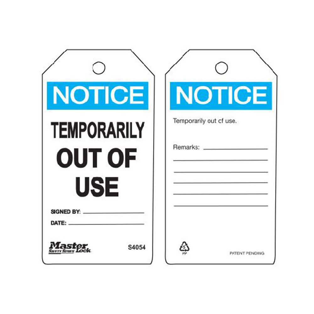 Tag TEMPORARILY OUT OF USE 76 x 146mm Pk 6 60019274 S4054