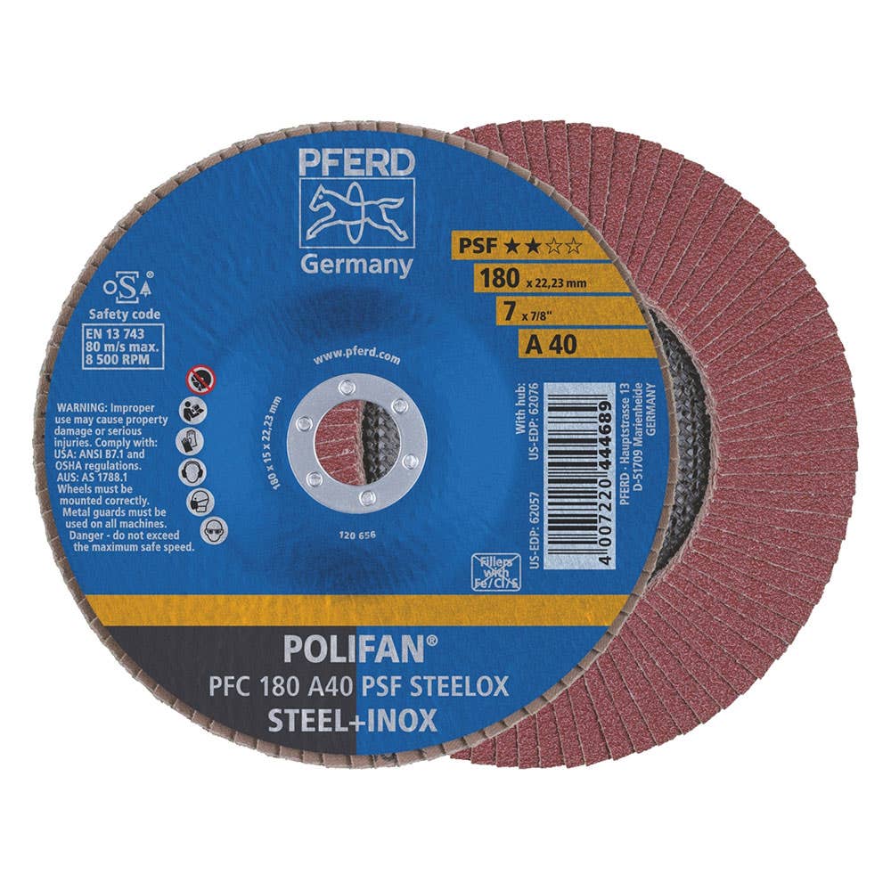 Disc Flap Aluminium Oxide 180mm 8500rpm PFC180 A40 PSF Polifan 60019744 67744185