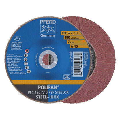 Disc Flap Aluminium Oxide 180mm 8500rpm PFC180 A40 PSF Polifan 60019744 67744185