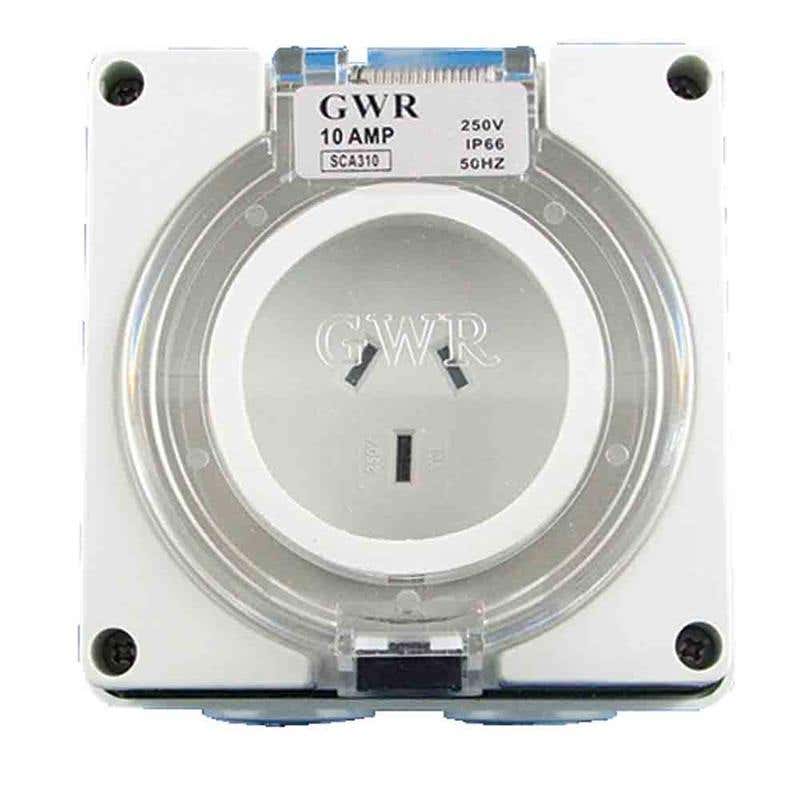Socket Outlet Fixed 10A 250V 3 Flat Pin IP66 Uniquip 60019987 SC310