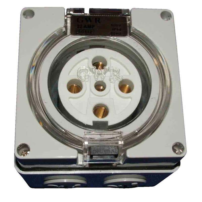 Socket Outlet Fixed 20A 500V 4 Round Pin IP66 Uniquip 60019994 SC420