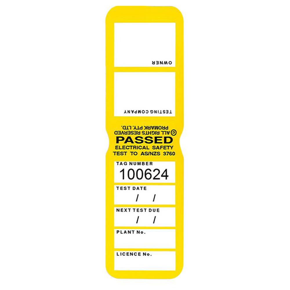 Tag Test Heavy Duty September-November Yellow Repelec Pk 100 60020064 TAGTM4Y