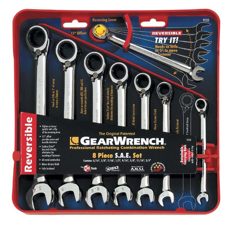 Spanner + Ratchet Offset Reverse Set 8 Piece 5/16'' - 3/4'' 60020312 9533N