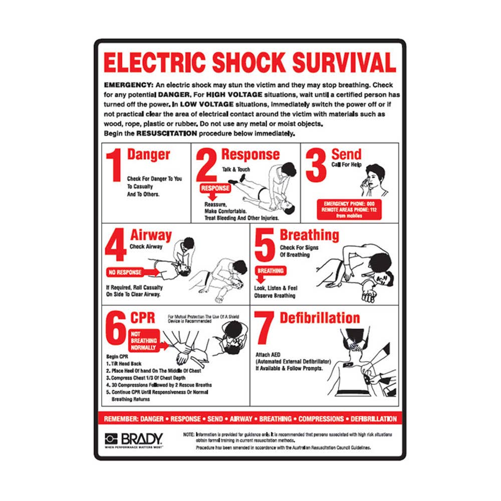 Sign Chart FIRST AID CPR Electric Shock 600 x 450mm Metal 60034362 835989