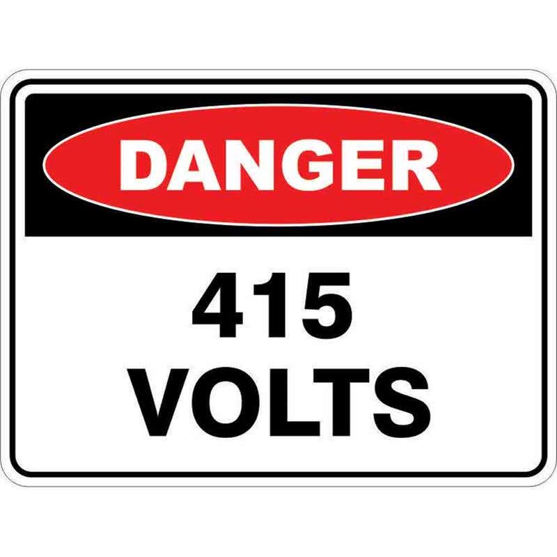 Sign DANGER 415 VOLTS 300 x 225mm Fluted 60034665 D415V3022F