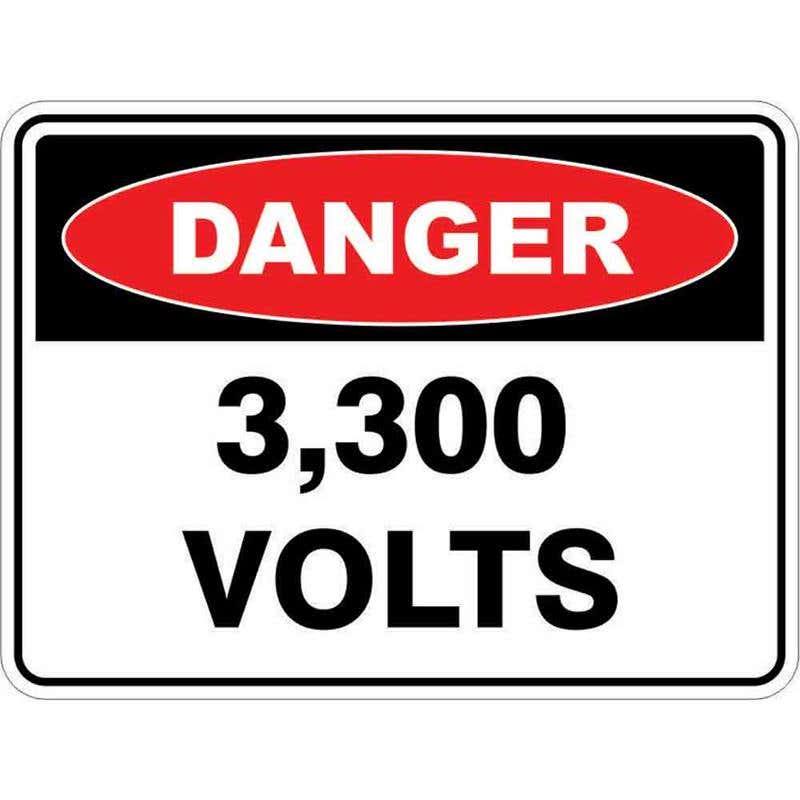 Sign DANGER 3300 VOLTS 300 x 225mm Fluted 60034677 D33003022F