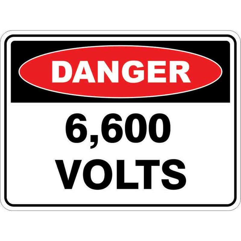 Sign DANGER 6600 VOLTS 300 x 225mm Fluted 60034630 D66003022F
