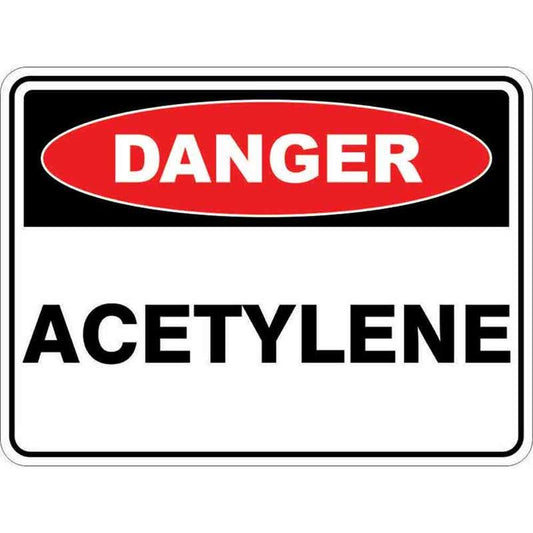 Sign DANGER ACETYLENE 300 x 225mm Fluted 60034697 DACET3022F