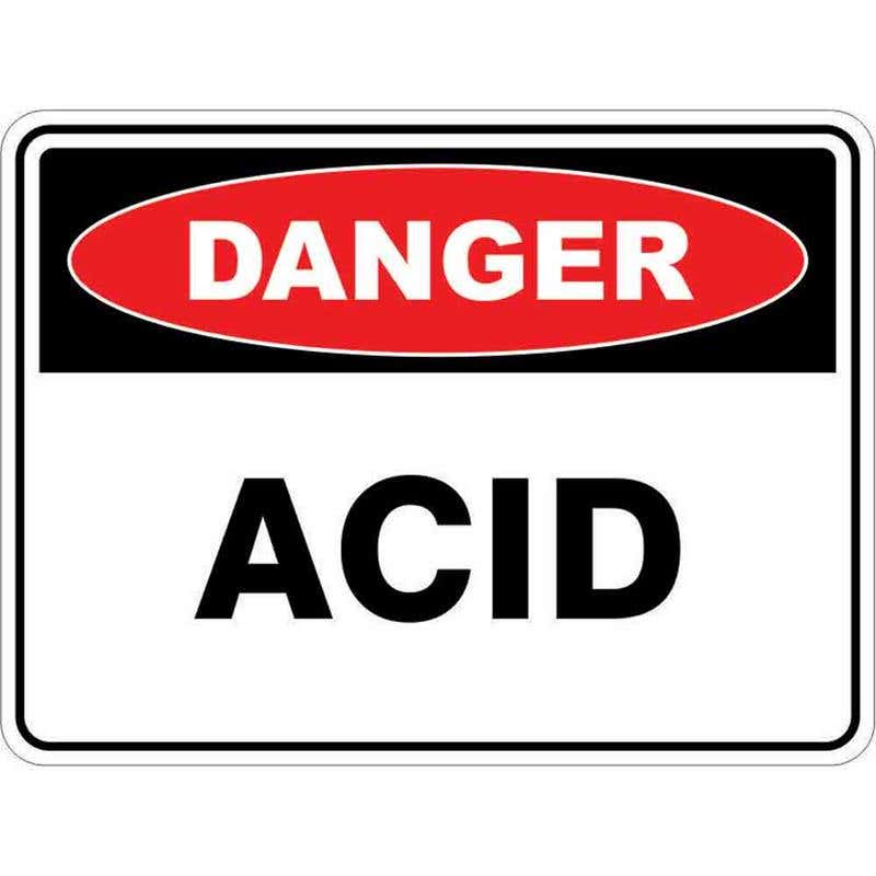 Sign DANGER ACID 300 x 225mm Fluted 60034709 DACID3022F