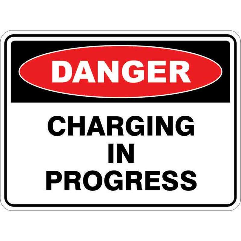 Sign DANGER CHARGING IN PROGRESS 300 x 225mm Fluted 60034816 DCHAR3022F
