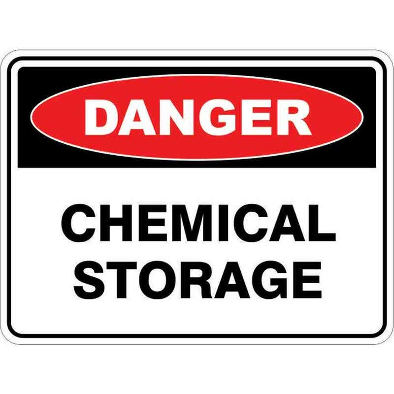Sign DANGER CHEMICAL STORAGE 300 x 225mm Fluted 60034830 DCHST3022F
