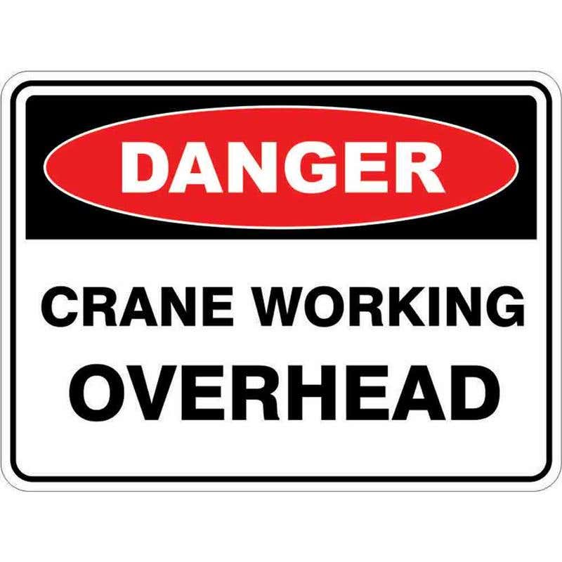 Sign DANGER CRANE WORKING OVERHEAD 300 x 225mm Fluted 60034930 DCWOH3022F