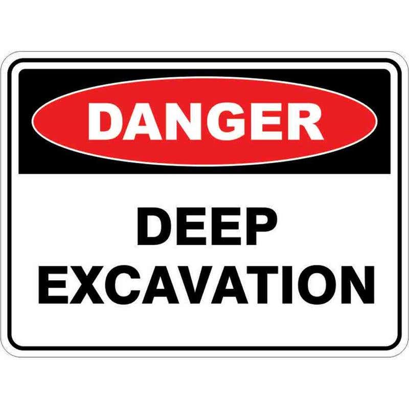 Sign DANGER DEEP EXCAVATION 300 x 225mm Fluted 60034939 DDEEP3022F