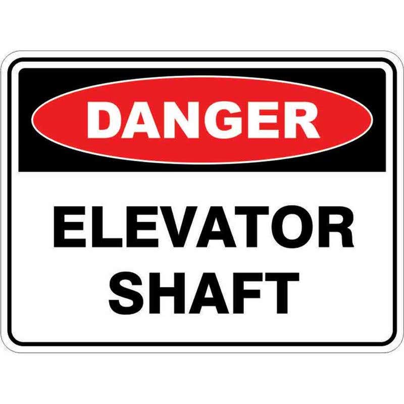 Sign DANGER ELEVATOR SHAFT 300 x 225mm Fluted 60035047 DELSH3022F