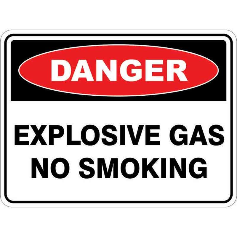Sign DANGER EXPLOSIVE GAS NO SMOKING 300 x 225mm Fluted 60035061 DEXGA3022F