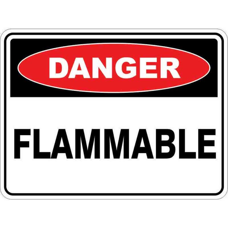 Sign DANGER FLAMMABLE 300 x 225mm Fluted 60035099 DFLAM3022F