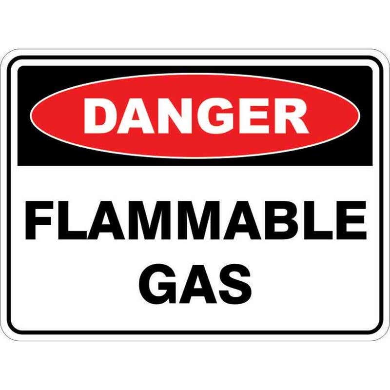 Sign DANGER FLAMMABLE GAS 300 x 225mm Fluted 60035111 DFLAG3022F