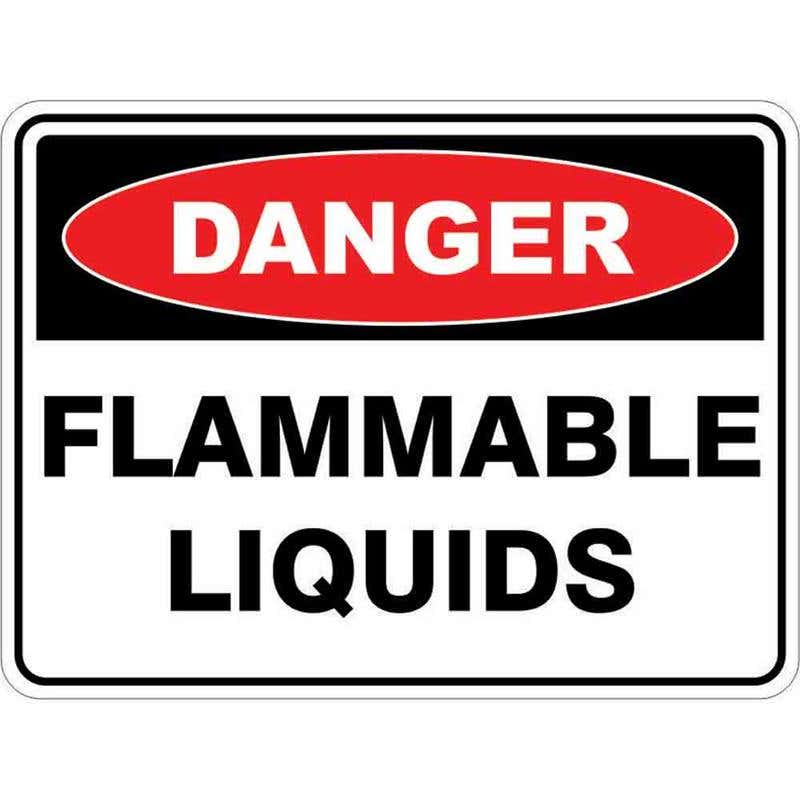 Sign DANGER FLAMMABLE LIQUIDS 300 x 225mm Fluted 60035120 DFLAL3022F