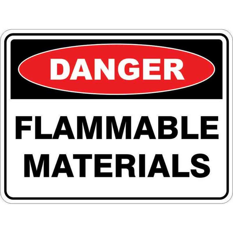 Sign DANGER FLAMMABLE MATERIALS 300 x 225mm Fluted 60035129 DFLMA3022F