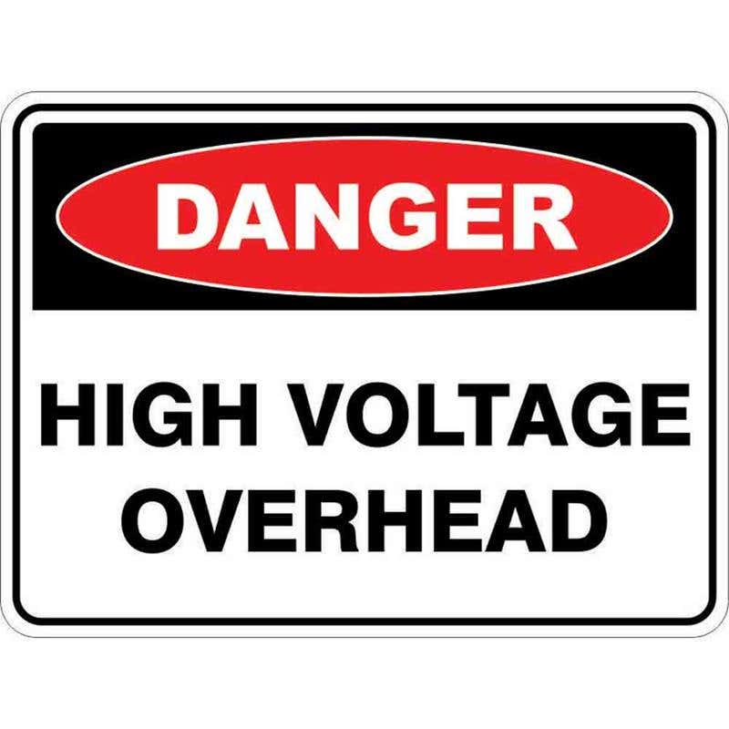 Sign DANGER HIGH VOLTAGE OVERHEAD 300 x 225mm Fluted 60035166 DHVOH3022F