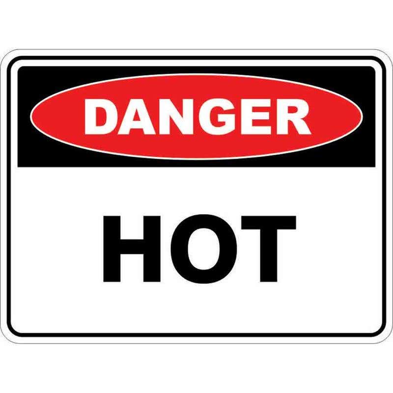 Sign DANGER HOT 300 x 225mm Fluted 60035194 DHOT3022F