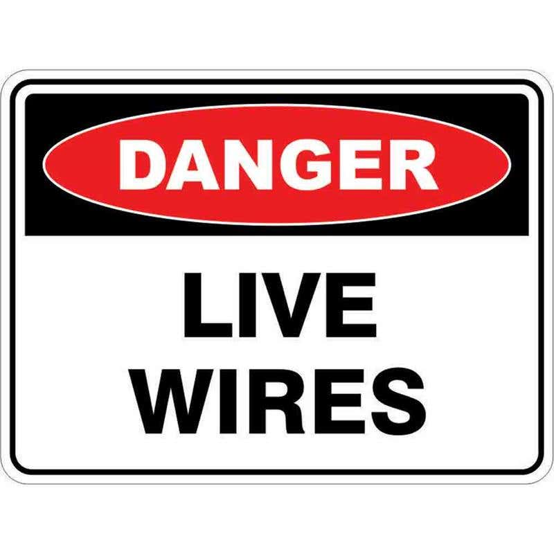 Sign DANGER LIVE WIRES 300 x 225mm Fluted 60035263 DLIWI3022F