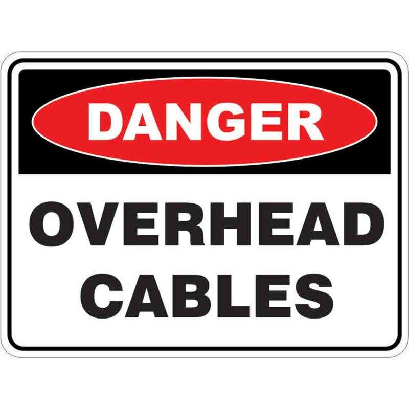 Sign DANGER OVERHEAD CABLES 300 x 225mm Fluted 60035308 DOHCA3022F